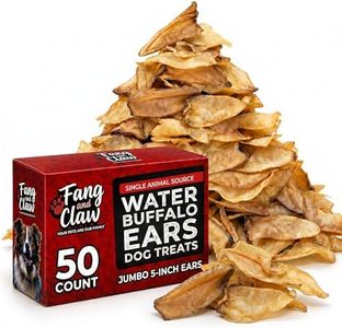 Fang & Claw 50 Count Water Buffalo Ears for Dogs – 100% Natural, Single-Ingredient, Long-Lasting Rawhide Alternative, Grain-Free