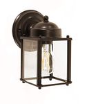 CORAMDEO Outdoor Square Coach Light for Porch, Patio, Deck, Barn, Wet Location, E26 Medium Base Socket, Durable Bronze Finish & Clear Glass