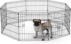 UNDERDOG 8 Panel Playpen Suitable for Dogs/Puppies/Cats & Rabbits foldable ideal for Indoor/Outdoor use puppy play pen (61cm, Black)