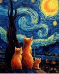 TULIP N TURTLE Starry Night CAT DIY Acrylic Paint by Number Kit for Adults Kids Beginner Number Painting kit DIY Canvas Painting by Number Wall Decoration DIY Painting kit for Adults