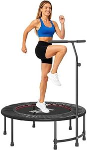 HOMCOM 40" Fitness Trampoline, Mini Trampoline Bungee Rebounder with Adjustable Handle for Indoor Exercise Workout, Black