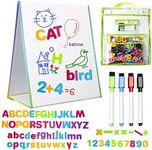 littlemag Magnetic Easel and Whiteboard for Kids - 4 Dry Erase Markers, 72 Magnet and Foam Numbers and Letters, and Bonus Carrying Bag - Table Top Educational Children's Play Set