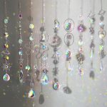 Maitys 9 Pcs Crystal Suncatcher Sun Catchers Indoor Window Hanging Sun Catchers with Crystals Light Catcher with Prisms and Agate Slices for Indoor Outdoor Home Garden Wedding Decor (Elegant)