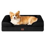 EHEYCIGA Memory Foam Orthopedic Large Dog Bed with Sides, Waterproof Liner Dog Beds for Large Dogs, Non-Slip Bottom and Egg-Crate Foam Large Dog Couch Bed with Washable Removable Cover, Black