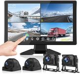 4K RV Backup Camera System for Truck RV Bus Trailer Pickup with 10.1'' Touch Screen Monitor, 4 AHD 1080P Rear View Camera DVR Recording Bluetooth Night Vision IP69 Waterproof M104 VEKOOTO