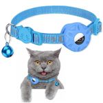 Airtag Cat Collar, Reflective Air tag Cat Collar with Airtag Holder and Bell, Lightweight Cat Tracker Collar, Cat AirTag Collar with Breakaway Safety Buckle for Cat Dog Kitten Puppy (Blue)