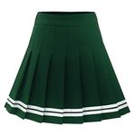 Dressystar Women Mini Skirt A Line Plaid Pleated High Waist Tennis School Uniform Skirt Green White Strip L