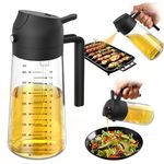TrendPlain 16oz Olive Oil Spray Bottle - 2 in 1 Olive Oil Dispenser Bottle for Kitchen Accessories - Kitchen Gadgets, For Air Fryer (Black)