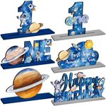 6 Pcs First Trip Around The Sun One Letter Sign Outer Space Table Centerpiece Wooden Outer Space 1st Birthday Party Decorations Planets Solar System Theme Party for Boys Baby Shower Photo Props