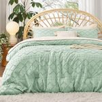 Bedsure King Comforter Set - Light Green Comforter, Boho Tufted Shabby Chic Bedding, 3 Pieces Vintage Farmhouse Bed Set for All Seasons, Fluffy Soft Bedding with 2 Pillow Shams