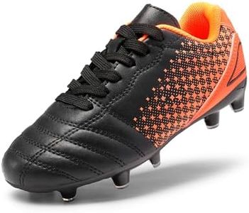 DREAM PAIRS Boys Girls Outdoor Sport Football Shoes Soccer Cleats for Little/Big Kid,Size 5 Big Kid,Black/Orange,SUPERFLIGHT-1K