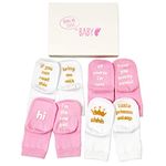 Baby Girl Sock Gift Set - Unique Baby Shower or Newborn Baby Girl Present - Pack of 4 presented in a gift box, 0-12 months