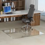 CONGUILIAO Glass Chair Mat, 115 x 139cm Tempered Glass Office Chair Mat for Carpeted or Hardwood Floors, Computer Chair Mat Floor Protector Mat, Effortless Rolling, Easy to Clean (Transparent)