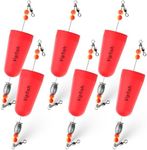 Vipfish Popping Corks Floats Saltwater - Rattles and Floats for Catfish Redfish Speckled Trout Rigs with a 3/8 oz Egg Weight, and a High-Visibility Cork (Red, 6pcs)