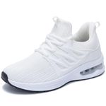 SURRAY Womens Air Tennis Running Shoes Gym Sports Comfortable Breathable Jogging Fashion Sneakers White US 8