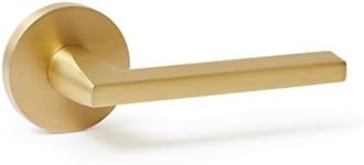 Explore Hardware Champagne Model Solid Brass Lever Non-Turning Single Dummy Single Side Door Handle, Satin Brass Gold