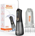 Bitvae C6 Water Dental Flosser for Teeth, Cordless Flosser for Travel with 6 Jet Tips, 3 Modes 5 intensities, IPX7 Waterproof Portable & Rechargeable Oral Irrigator Cleaner, Black
