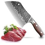 Couteau de Chef Meat Cleaver Knife Full Tang Butcher Knife, Serbian Chef Knife High Carbon Stainless Steel Kitchen Knives,Cooking Couteau Cuisine for Home Kitchen or Restaurant (Thick and Heavy)