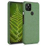 kwmobile Fabric Case Compatible with Google Pixel 5 - Case Hard Protective Phone Cover with Material Texture - Green