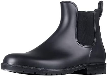 Asgard Women's Ankle Rain Boots Waterproof Chelsea Boots, Black, 9-9.5