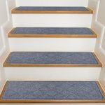 KOOTETA Carpet Stair Treads Non Slip, 20 * 76cm(15 Pack, Carpet Stair Runner Reusable Adhesive for All Clean, Smooth Staircases, Steps Protector Mat for Kids, Elders, Pets, Grey