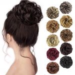 MORICA 1PCS Messy Hair Bun Hair Scrunchies Extension Curly Wavy Messy Synthetic Chignon for women Updo Hairpiece(Dark Brown)