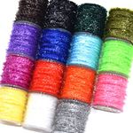 Phad Fishing 10/15 Spools Multiple Colors Tinsel Chenille Crystal Flash Line for Nymph Body Fly Tying materials (15 spools-10m each)