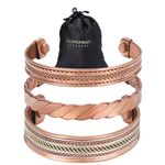 Coppervast Copper Bracelets- for Men and Women| Set of 3 with Gift Bag |Handmade 100% Copper