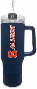 Campus Colors Collegiate 40oz Stainless Steel Travel Tumbler with Handle for Alumni - Vacuum Insulated, Dual Lid & Straw, For Grads
