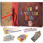 Our Adventure Book Handcrafted 11.92 x 7.62" Scrapbook Photo Album, Timeless Memory 3D Retro Embossed Letters on Leather Cover, Ideal Gift for Couples, Friends and Valentine's Day (Adventure Book)