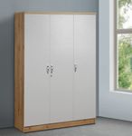 DeckUp Plank Uniti 3-Door Engineered Wood Wardrobe (Wotan Oak and White, Matte Finish)