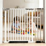 UlianceBaby Safety Gate, Auto Close Safety Gate for Kids Home with Double Lock System, Adjustable Staircase Gate Baby Safety, Gate for Stairs Kids Safety (White, 139-146cm)