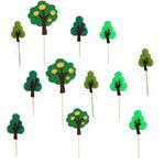 12 Pcs Tree Cake Toppers Forest Cake Decoration Felt Tree Toppers Green Tree Toppers Cartoon Cake Toppers for Kids Party Cake Cake Decoration