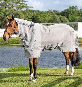 Horseware® Protector Integrated Fly Sheet - Silver/Navy & White & Beige, 81 inches