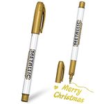 PROUSKY Gold Silver Ink Metallic Marker Pens, Shiny Highlight Pens Bling Writing Pen Glittering Permanent Markers Gloss Wet Shine Effect Art for Card Making Painting DIY Album (1pc, Gold)