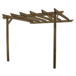 Rutland County Garden Furniture Large Pergola Sculpted Rafter - Lean To Pergola Design 2 Posts (3m x 3m, Rustic Brown)