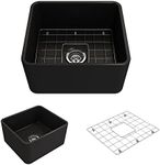 BOCCHI Classico Farmhouse Apron Front Fireclay 20 in. Single Bowl Kitchen Sink with Protective Bottom Grid and Strainer in M.Black