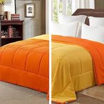 Exclusivo Mezcla 4.5 Tog King Size Duvet All Seasons, Ultra Soft Reversible Coverless Duvet, Lightweight Down Alternative Comforter, 230x220 cm Orange/Yellow