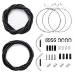 Universal Bike Brake Cable and Shift Derailleur Cable Bike Cable Housing Kit, Standard Bicycle Transmission Line with Bike Cable End Caps O-Rings, for Front and Rear Mountain MTB Road Bike Repair