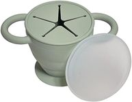 BraveJusticeKidsCo. | Snack Attack II Snack Cup | Collapsible Silicone Snack Container | Toddler and Baby Snack Catcher Lid (Desert Sage)