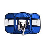 Amazon Basics - Foldable Octagonal Indoor and Outdoor Portable Soft Dog Pen/Puppy Pen/Playpen, 114 cm, Blue