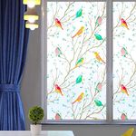 Metabox Creations Vinyl Frosted Window Self Adhesive Privacy Glass Film For Window Glass| Decorative Birds Window Sticker Wallpaper Vinyl Sheet (Chirping Birds, 12X25)