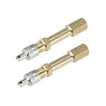 ACROPIX 50mm/1.97" Long Brass Auto Tire Valve Extension Adaptor Air Tyre Stem Extender Inflation Stright Bore Brass Tone - Pack of 2