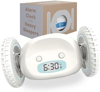 CLOCKY Extra Super Loud Alarm Clock for Heavy Sleepers Adults Kids Teens Bedroom, Move Jump Roll Run Away Easy to Set Smart Digital Alarm Clock on Wheels -Funny Gag Gift (White)