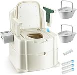 Hybodies Bedside Commode, Portable Toilet for Adults, Commode Chair for Toilet with Arms, Height Adjustable, 2 Toilets and Induction Night Light, Potty Chair for Elderly and Disabled