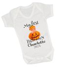 Personalised My 1st First Halloween Pumpkin Baby Vest 2024 Girls Boys Outfit Costume