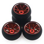 RCAWD RC wheel Rims and Tires for 1/28 Wltoys Kyosho Mini-Z, Mini-Q, Mini-D, K969 K989 P929 Drift Rally Upgrade Part, No More Glue RC Wheel Parts with Larger Outer Diameter 26.8mm（Red