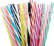 25 Pcs Reusable Straws with Cleaning Brush Unbreakable Drinking Straws 9 Inch Long Hard Plastic Safe Straws for Yeti RTIC Mason Jar Tumbler Tervis Starbucks Colorful Pattern Design