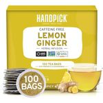 HANDPICK,Lemon Ginger Tea Bags (100 Count) Caffeine Free- Lemongrass, Licorice, Lemon, Ginger | Round Herbal Tea Bags | Brew Hot/Kombucha Tea or Cold Brew