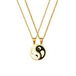 JewelryWe 2PCS Matching Couples Friendship Best Friends Yin Yang Pendant Necklaces Set,18 and 22 inch Chain for Valentine’s Day